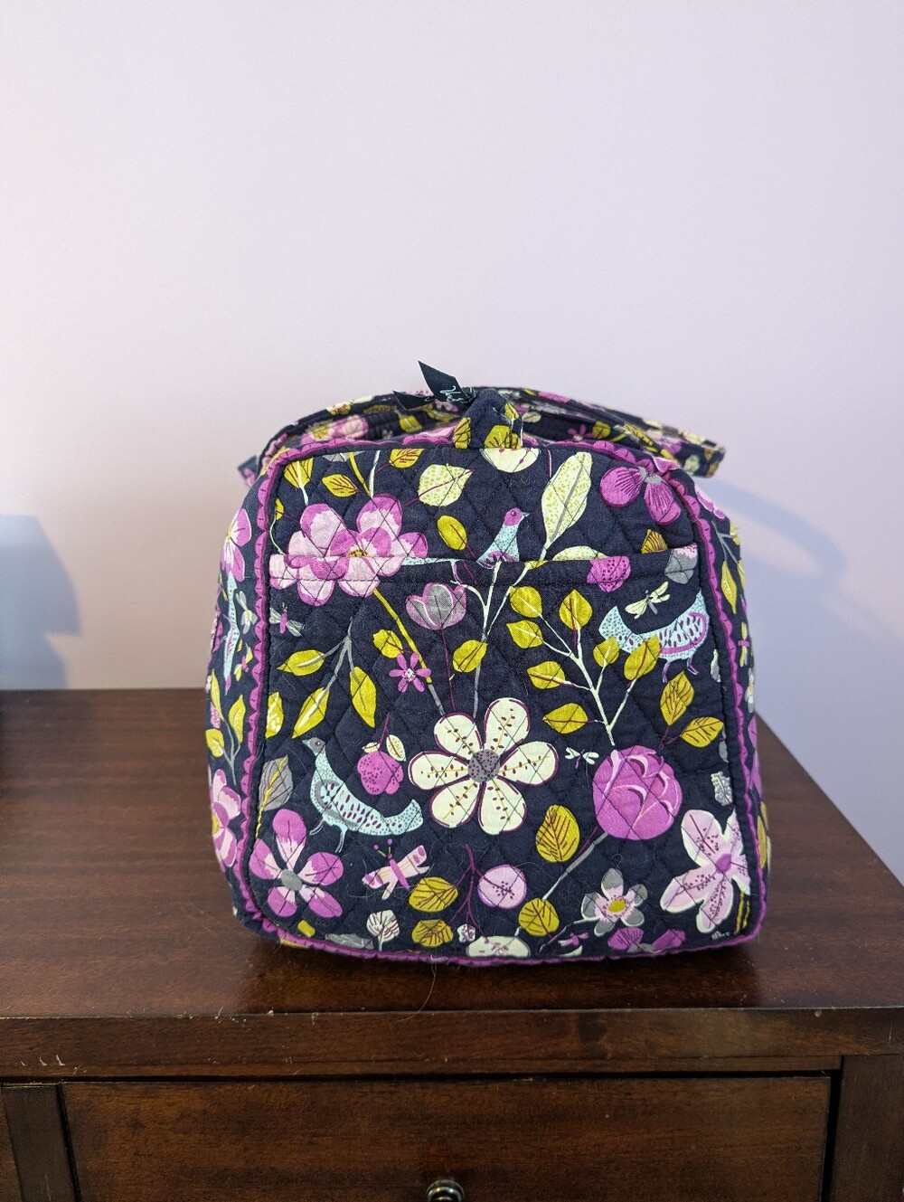 Vera Bradley Large Duffel Tote Floral Nightingale Purple Quilted Bag - Picture 2 of 10